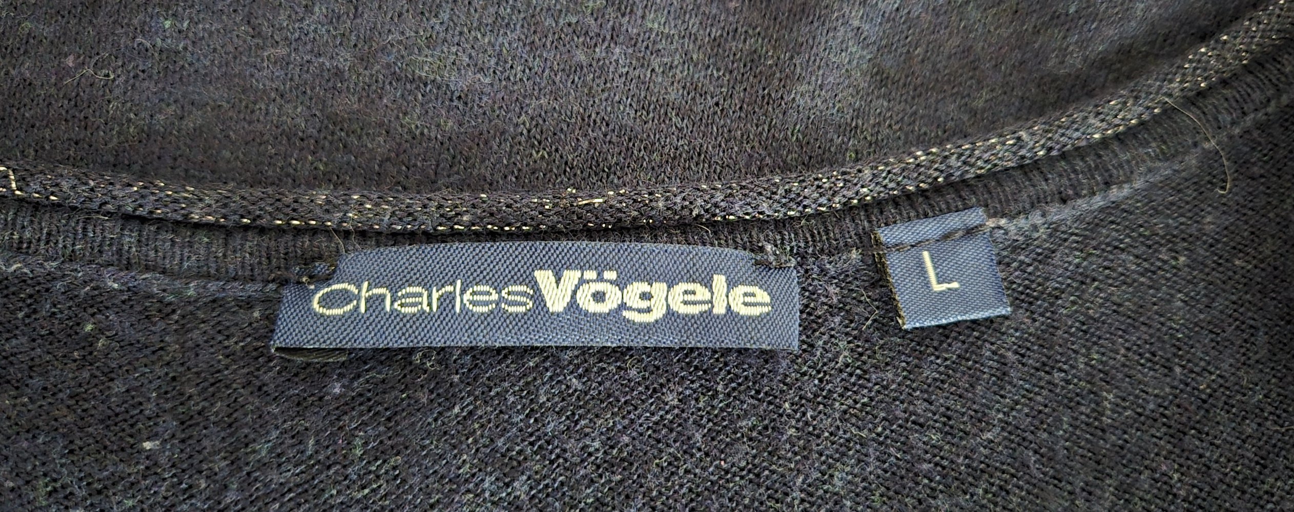 Charles Vögele Pullover blau Gr L mit Glitzerrand