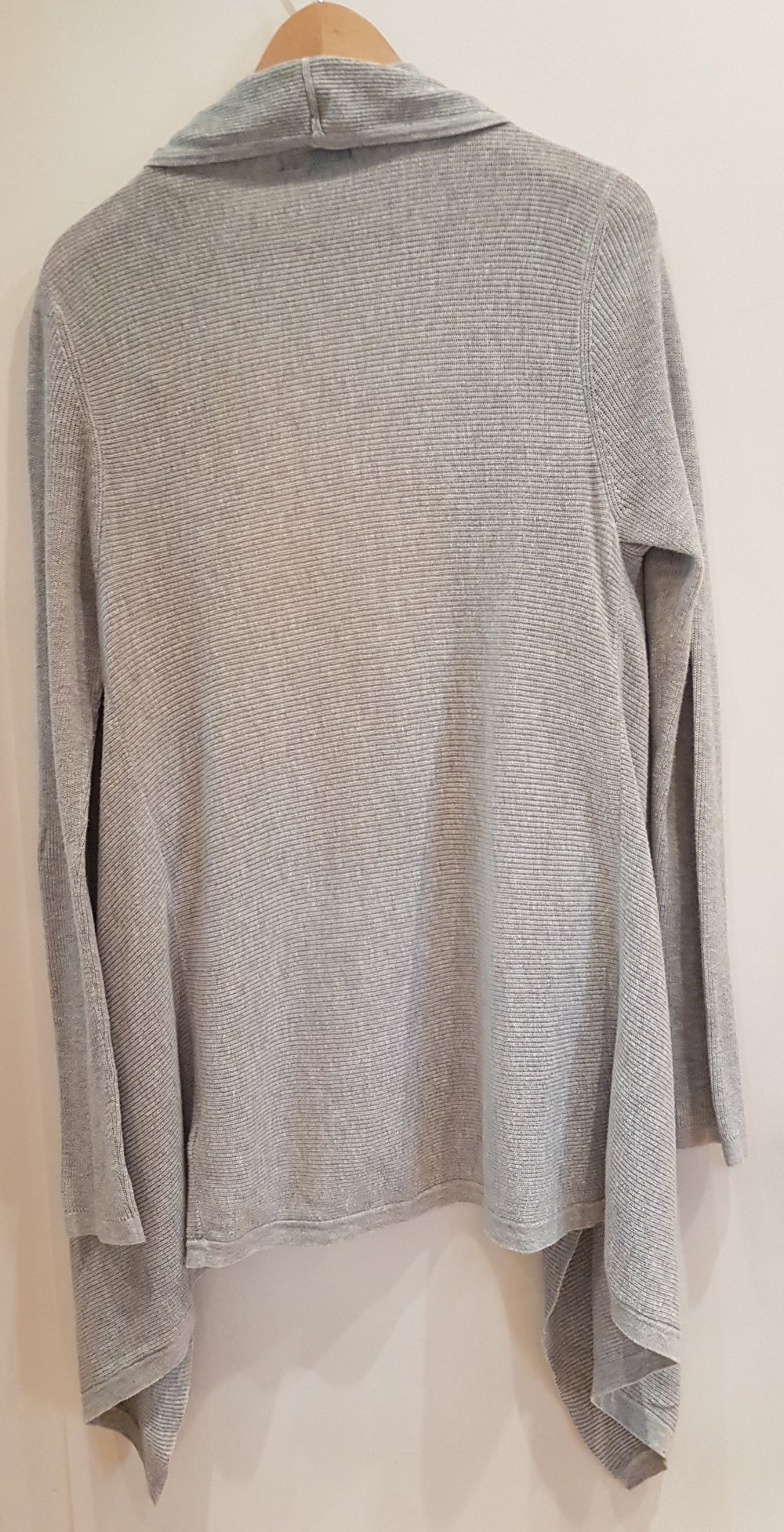Review Strickjacke Cardigan Wasserfall grau Gr M