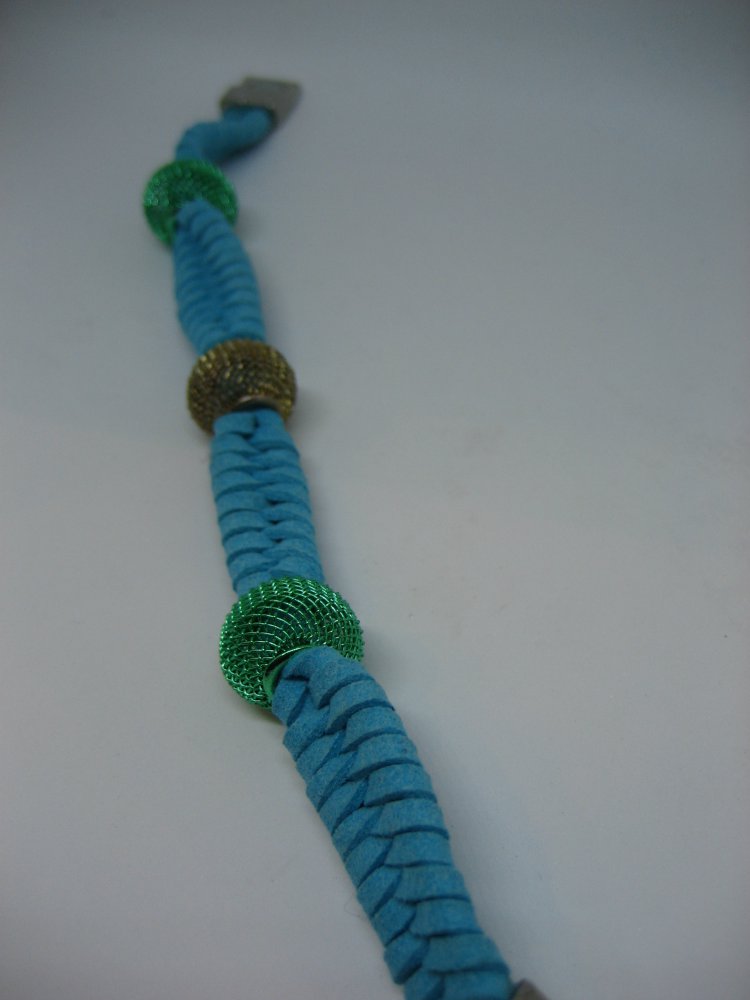 Armband, Leder, türkis, Handarbeit, Metall
