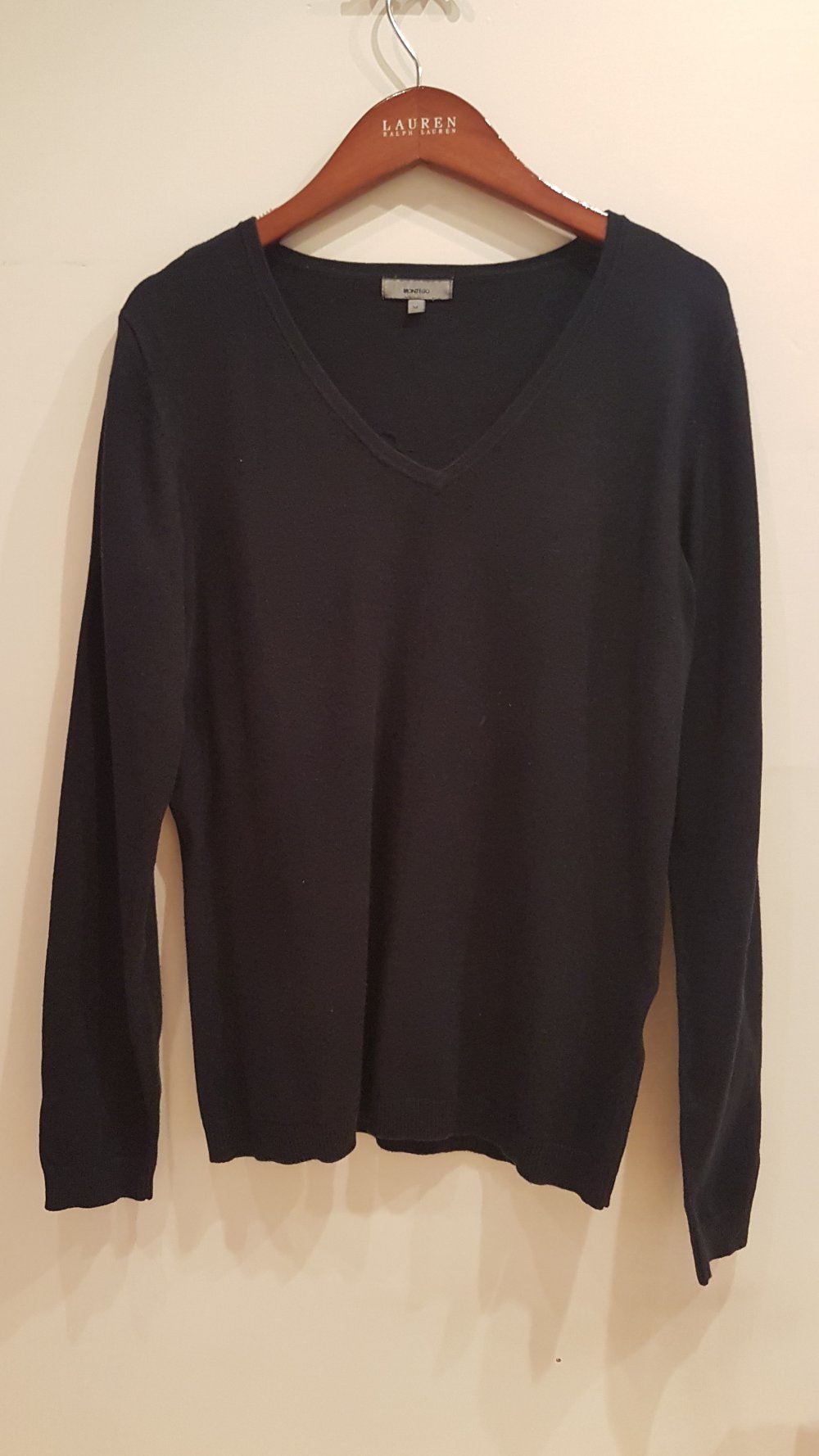 Montego Pullover dunkelblau Gr M V-Ausschnitt