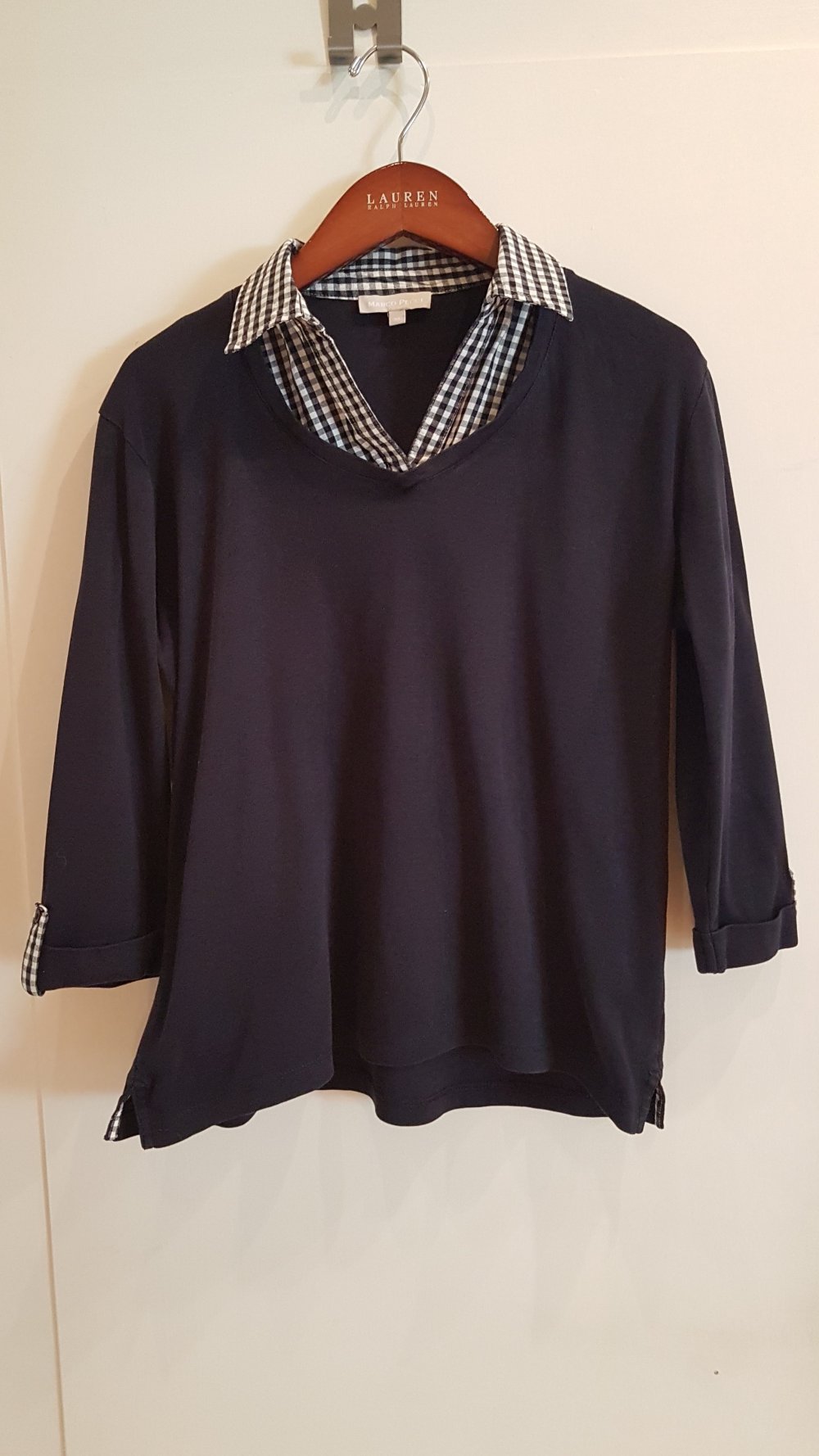 Marco Pecci Langarmshirt 3/4 Arm, blau, Gr. 38