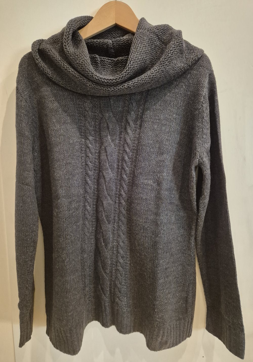 Biaggini Strickpullover Zopfmuster Rollkragen grau Gr L