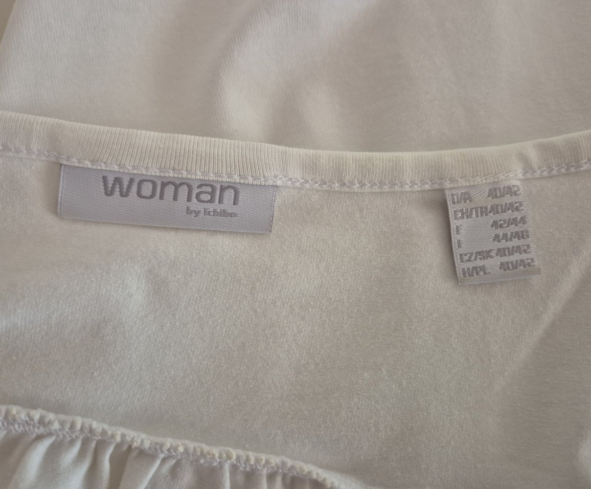 Tchibo Shirt, Tunika, Schlupfbluse weiß beige Gr 40/42 mit Spitze