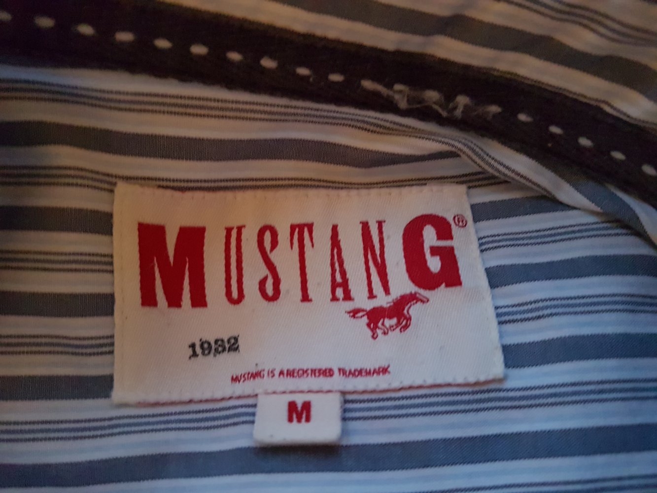 Mustang Hemd, grau blau gestreift, Gr. M