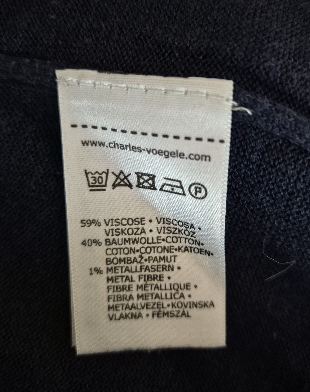 Charles Vögele Pullover blau Gr L mit Glitzerrand