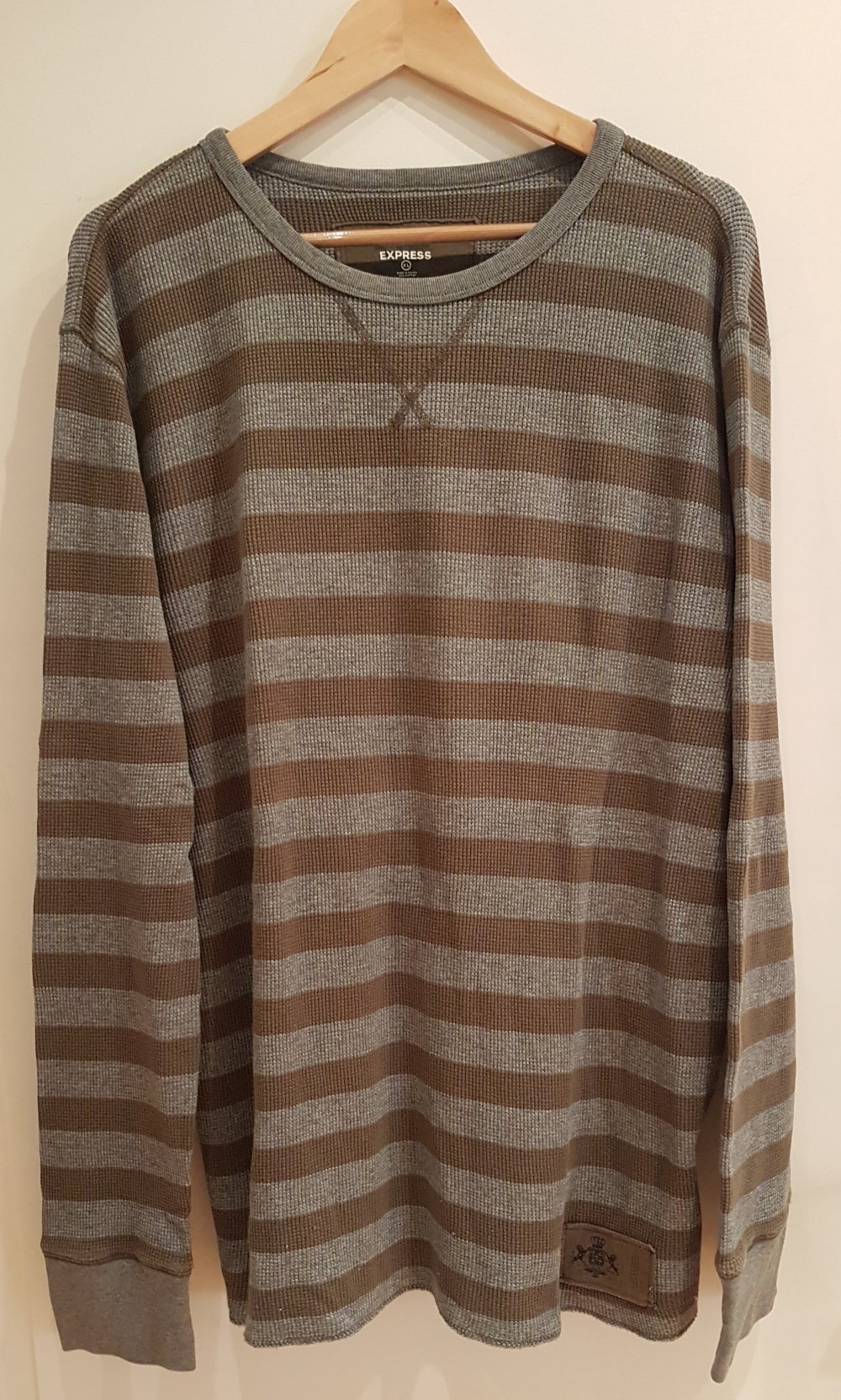 Express Pullover grün grau gestreift Gr XL