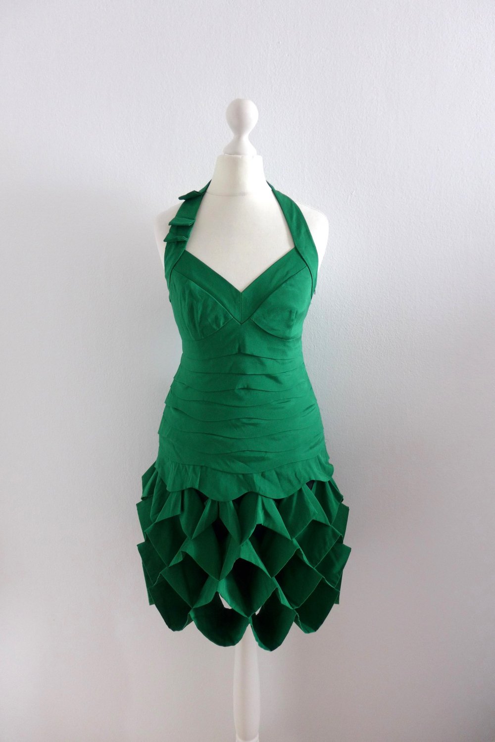 Karen Millen Vintage Cocktail Kleid Seide grün Gr. 36 UK8