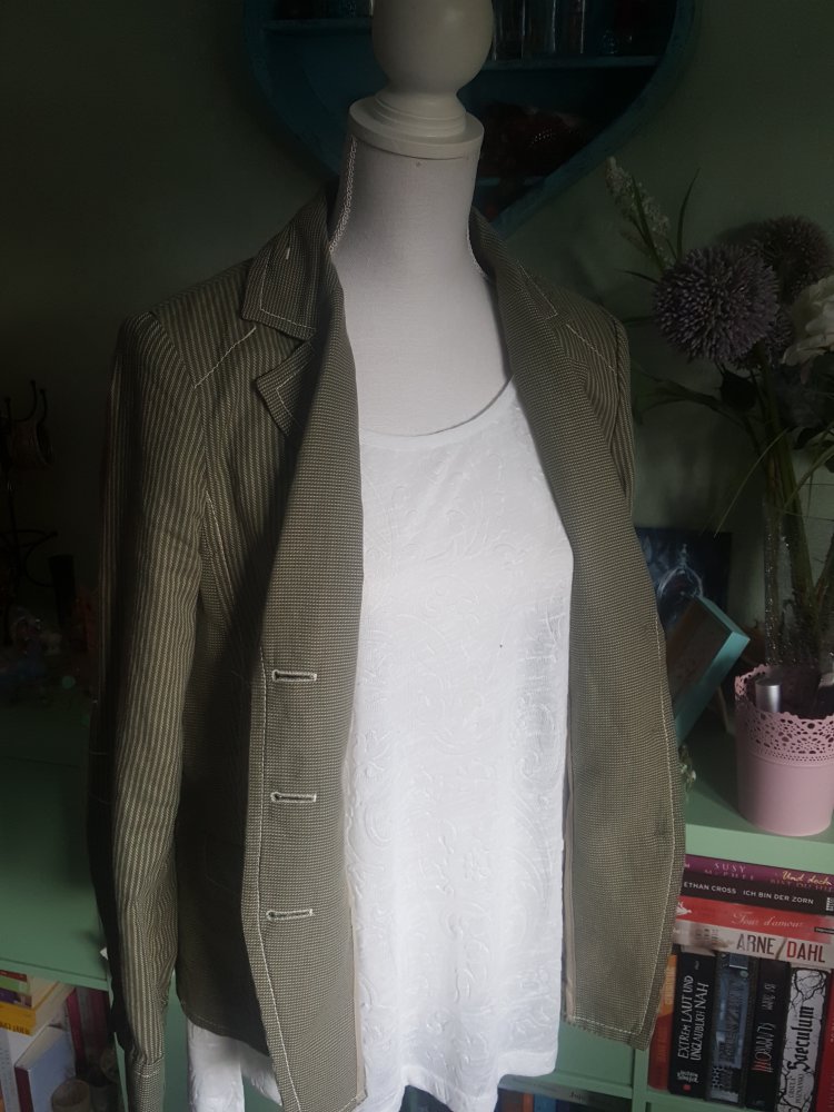 Khaki farbener Blazer / Jacke von Biba aus Leinen & Baumwolle