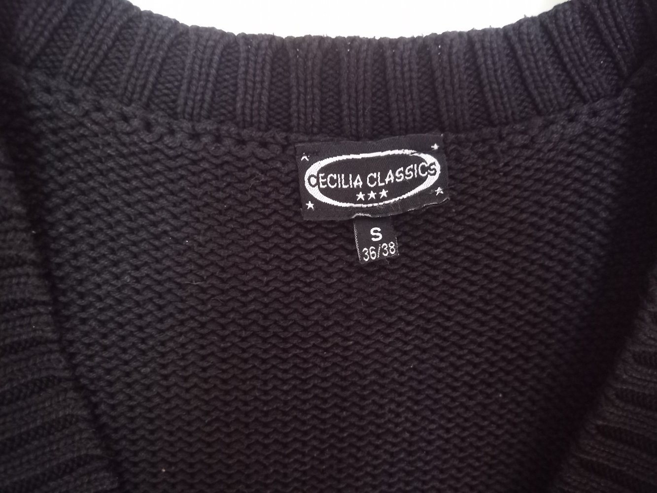 Weste Wolle Strick Gr. S schwarz