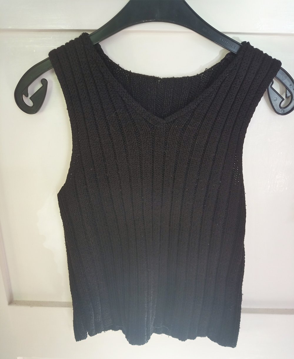 Wollpullunder schwarz Gr. S Strickshirt V-Auschnitt