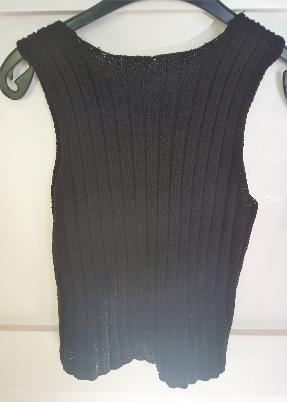 Wollpullunder schwarz Gr. S Strickshirt V-Auschnitt
