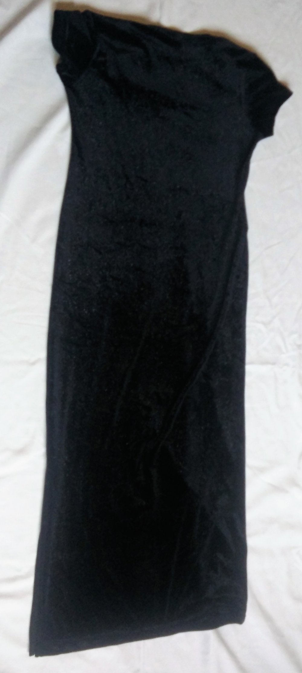 Samtkleid lang geschlitz mit Glitzer schwarz Gr. S/M 