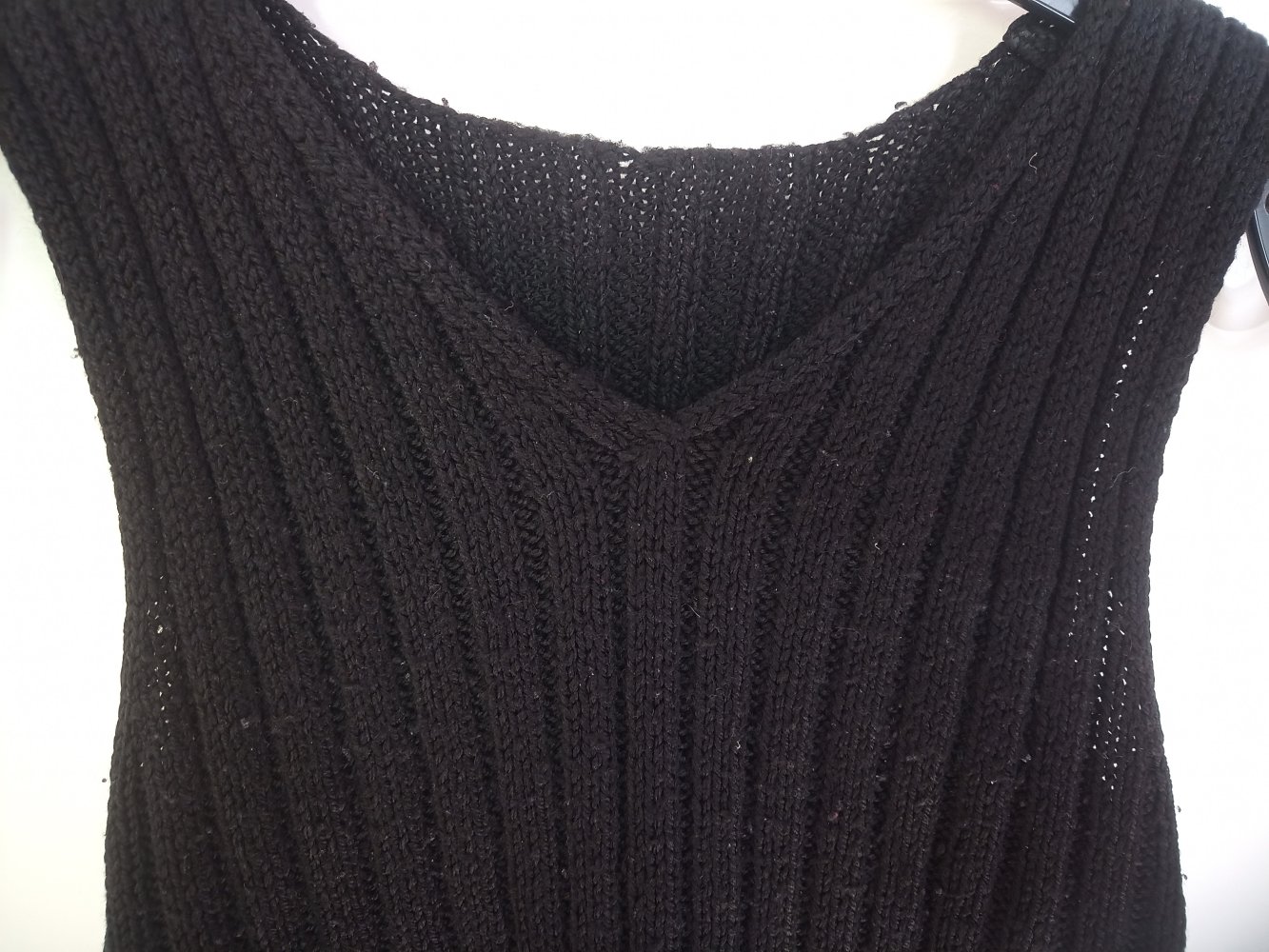 Wollpullunder schwarz Gr. S Strickshirt V-Auschnitt