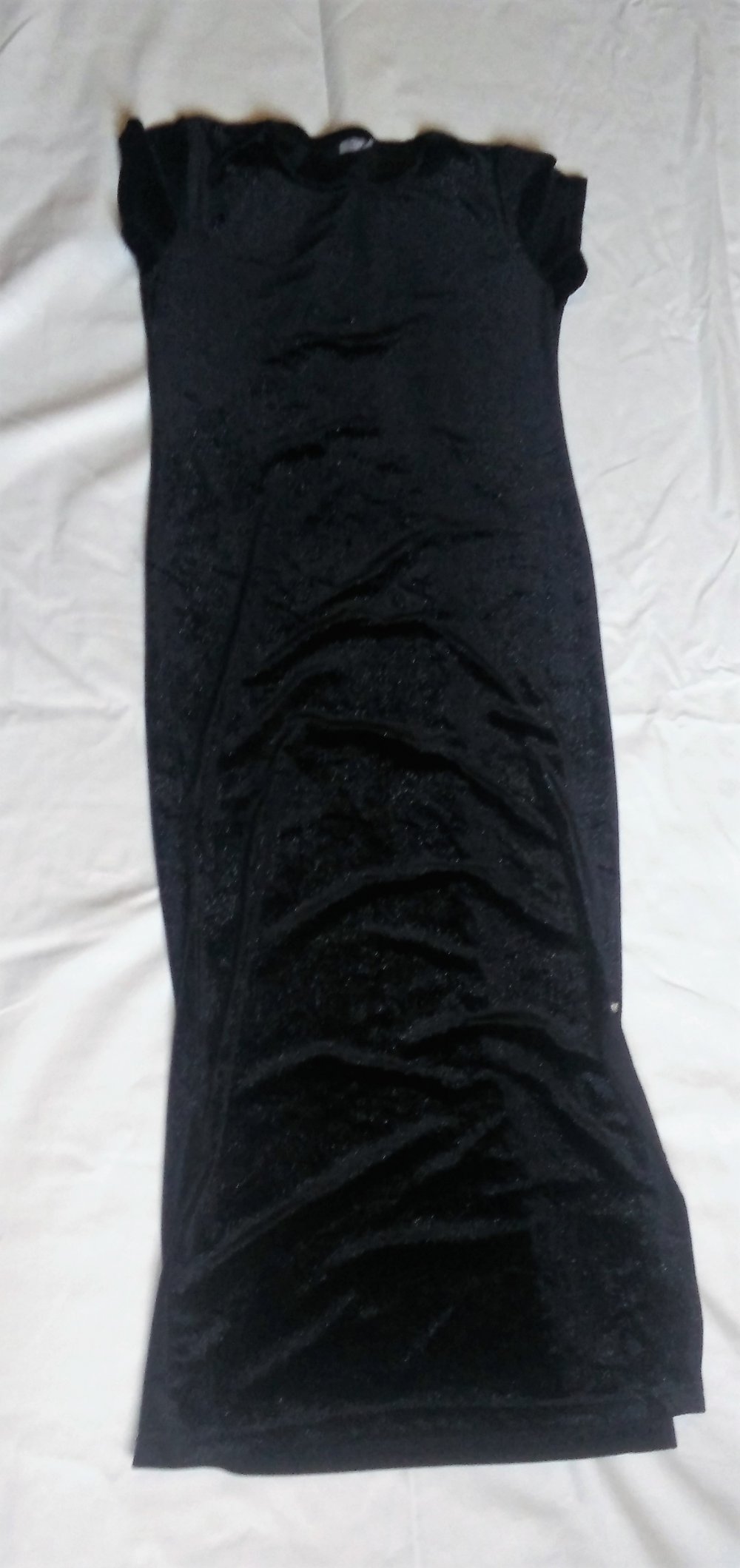Samtkleid lang geschlitz mit Glitzer schwarz Gr. S/M 