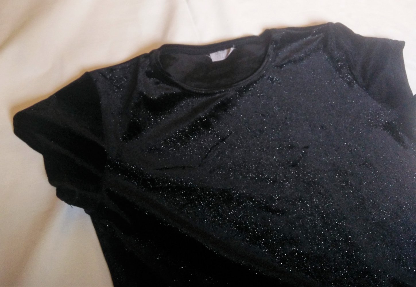 Samtkleid lang geschlitz mit Glitzer schwarz Gr. S/M 