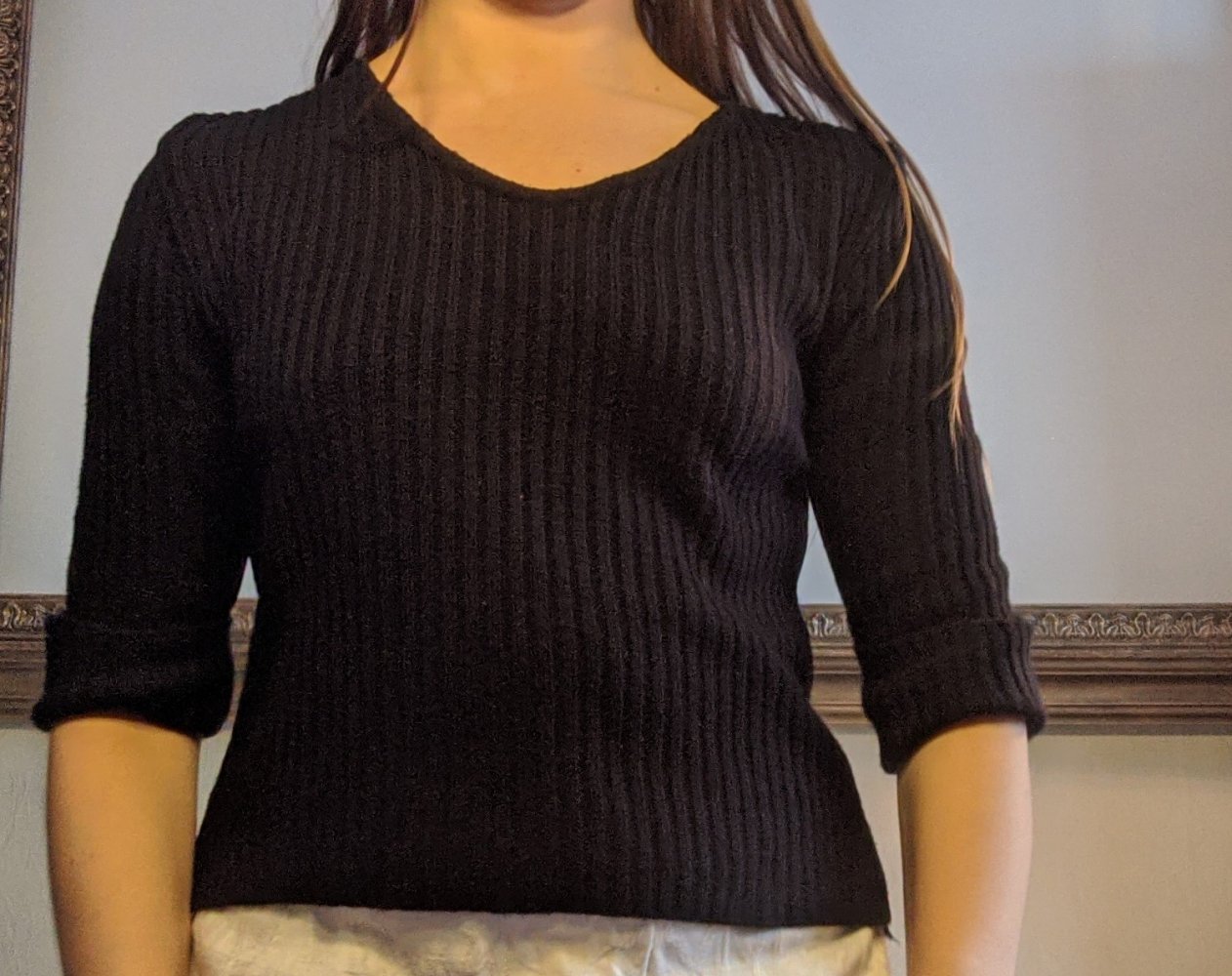 1/2 Arm Pulli Strickoptik schwarz Gr.M 