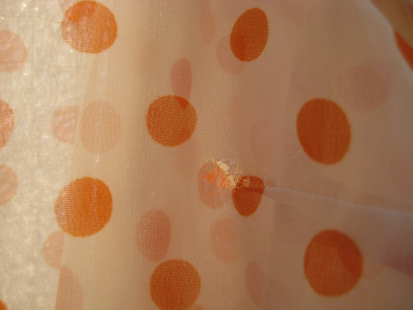 Süße transparente Bluse mit Punkten und Schleife! punkte, gepunktet, dotts, polkadott, transparent, orange, cremeweiß, süß, verspielt, schleife, bow, schluppe