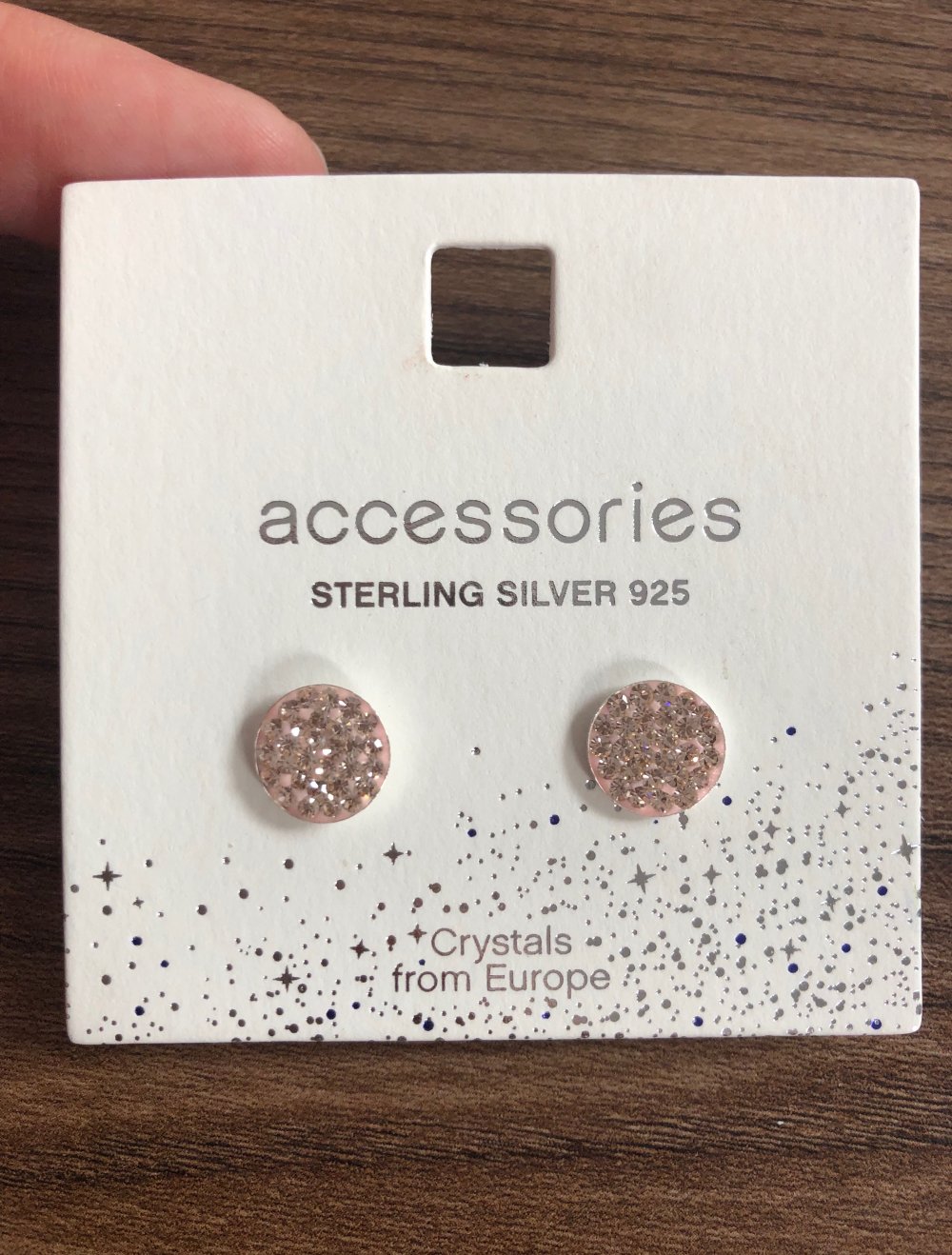 Runde Silber-Ohrstecker rosa Steinchen (Kreis) Sterling Silber 925 (neu)