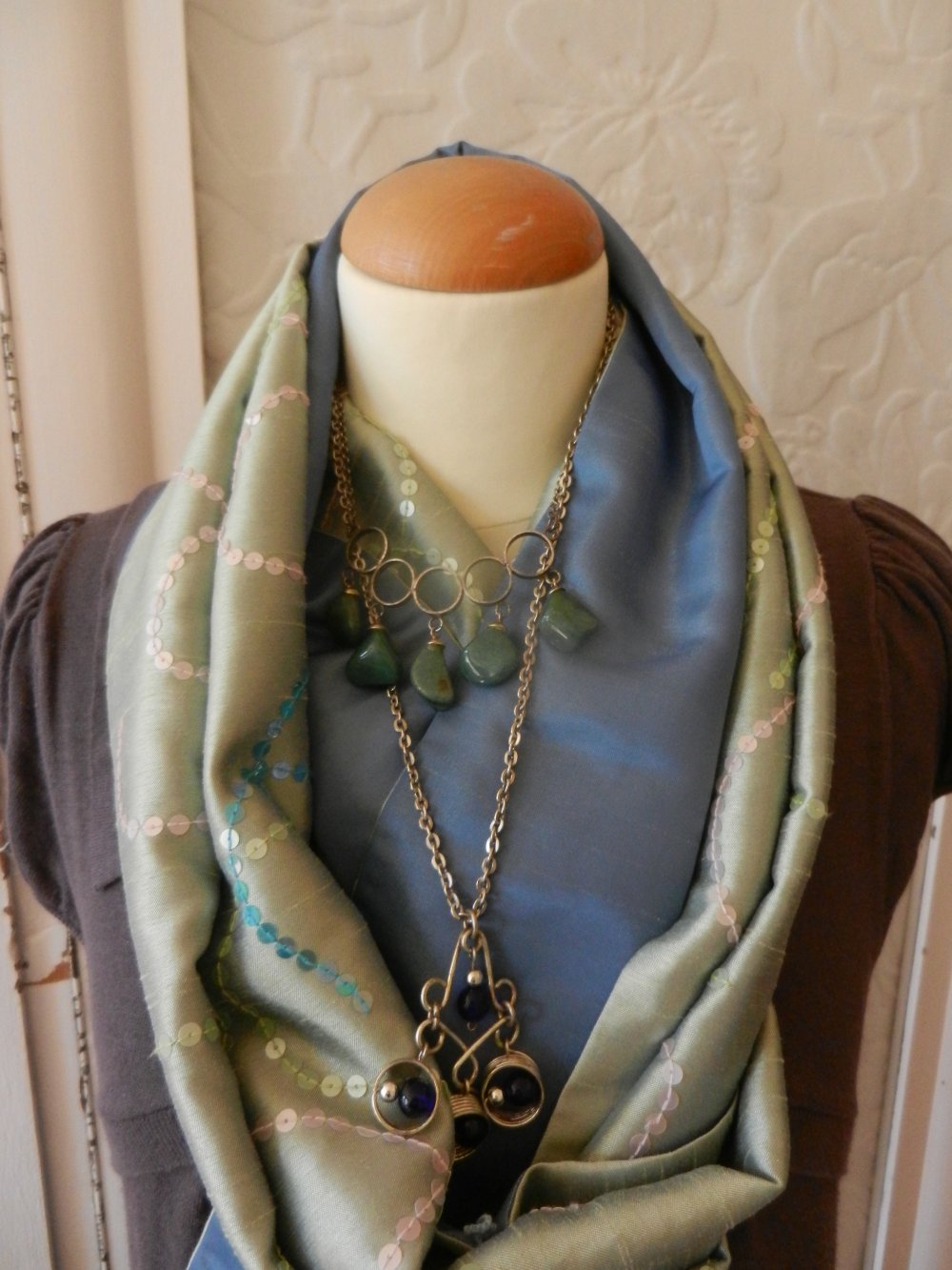 Kette orig 70er Stein blau Halskette Hippie Flowerpower Vintage Boho BERLIN
