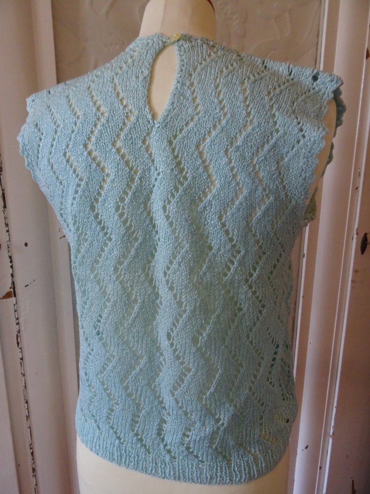 Vintage Bluse 36 38 60er 70er Stricktop Top DIY Strick hellblau Rockabella BERLIN