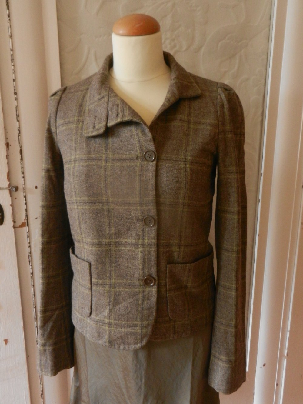 Jacke Blazer 36 34 Wolle French Connection S XS kariert Karo BERLIN