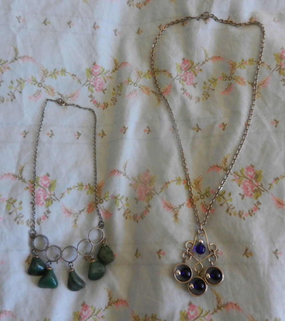 Kette orig 70er Stein blau Halskette Hippie Flowerpower Vintage Boho BERLIN