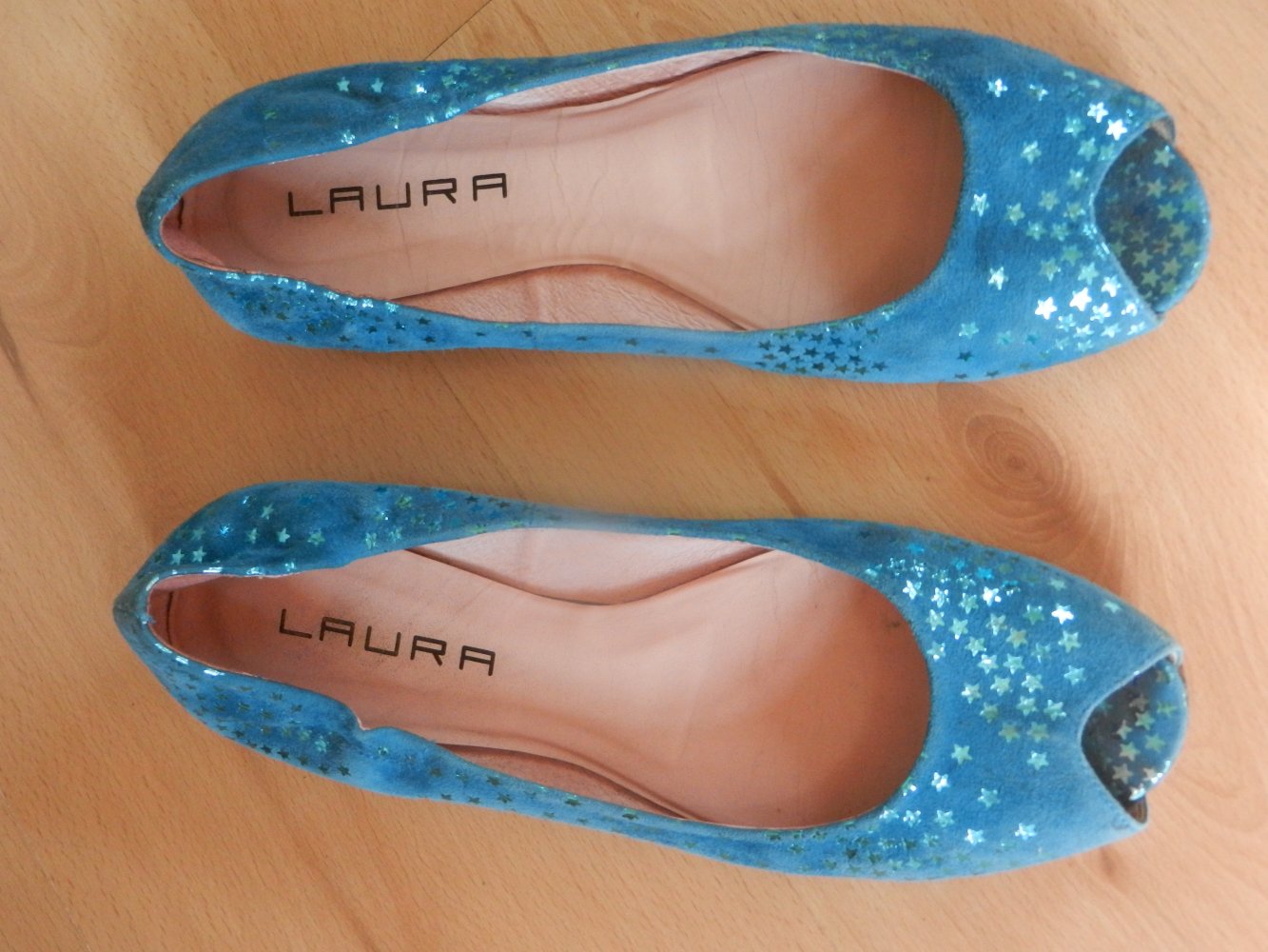 Leder Peeptoes 39 Laura blau Sterne Wildleder Lederschuhe BERLIN