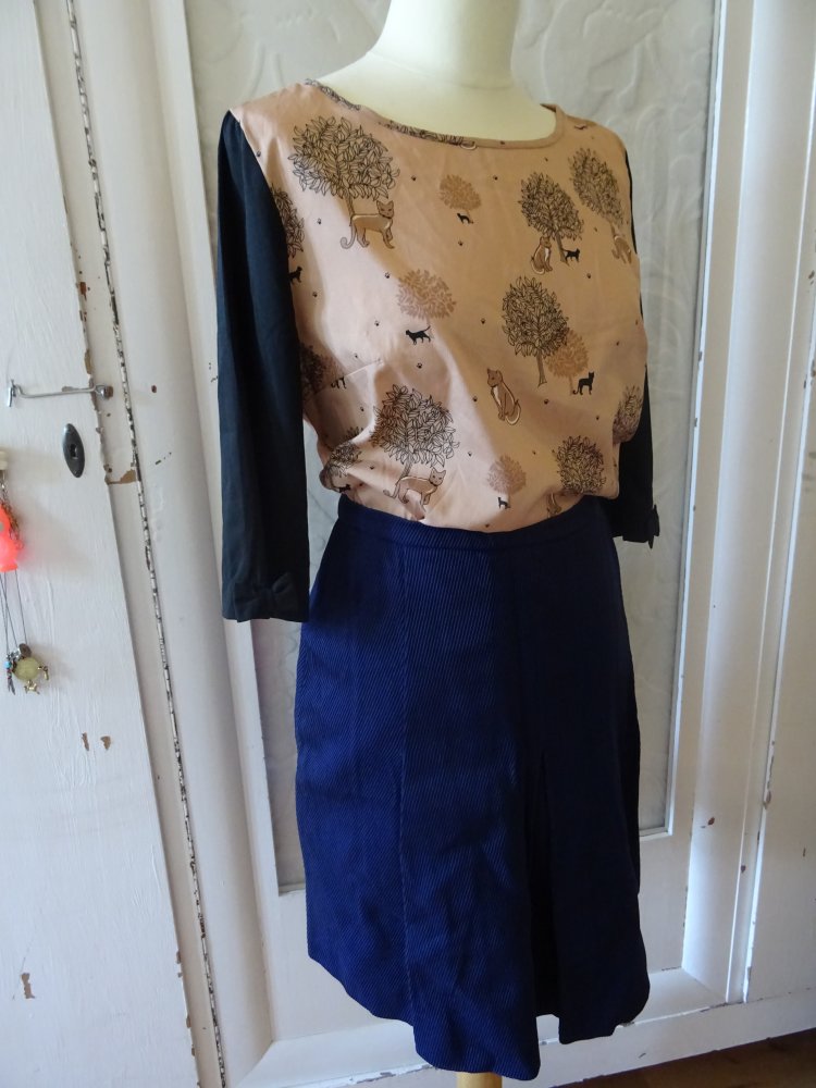 ¾ Arm Bluse 36 38 Fuchs Katze Baum Tunika S M Schleife Damenbluse BERLIN