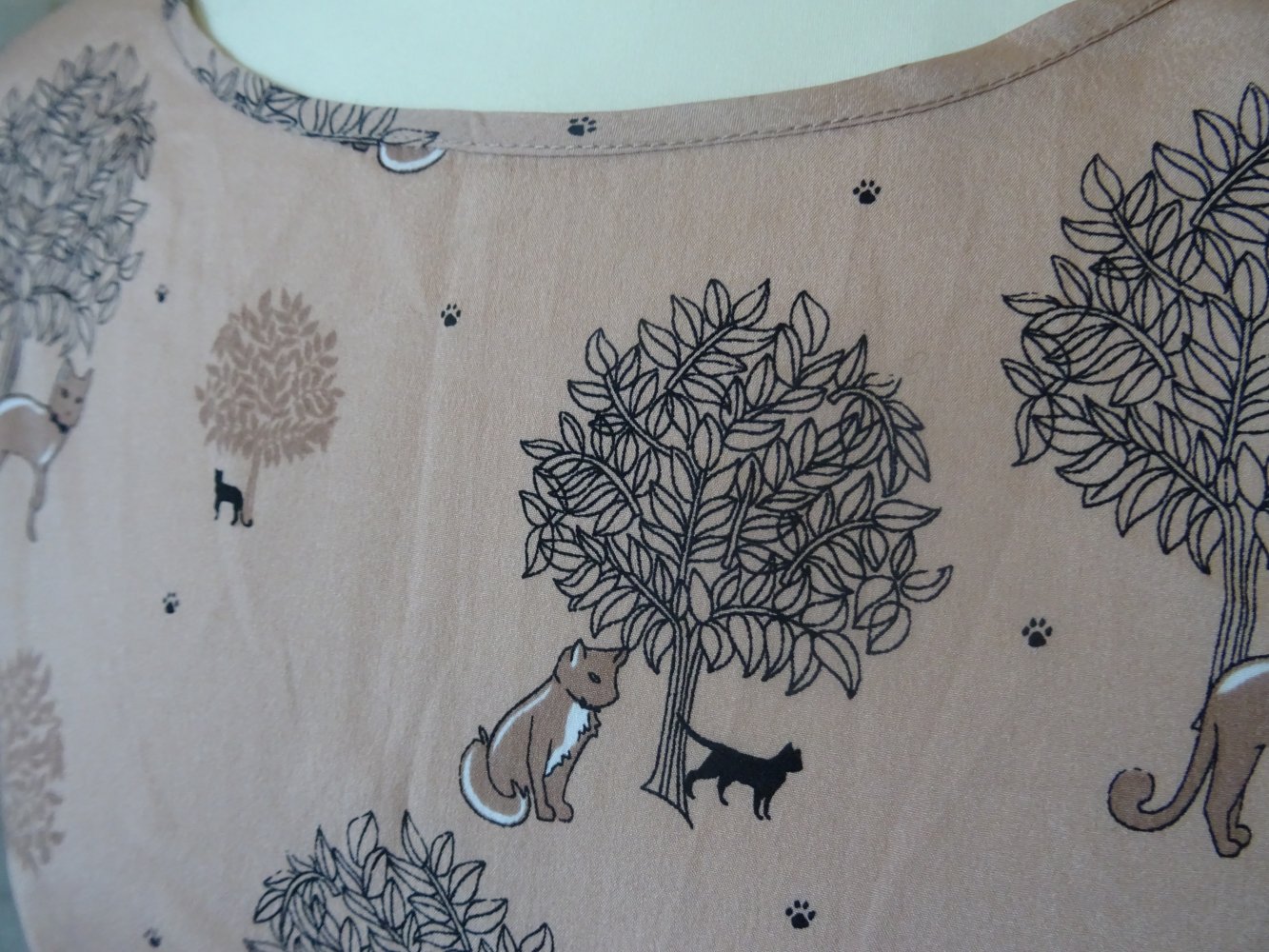 ¾ Arm Bluse 36 38 Fuchs Katze Baum Tunika S M Schleife Damenbluse BERLIN