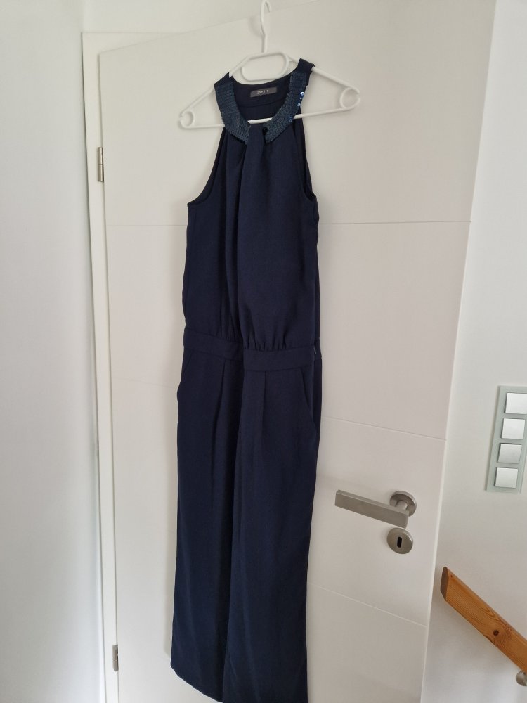 Dunkelblauer schicker Jumpsuit Neckholder
