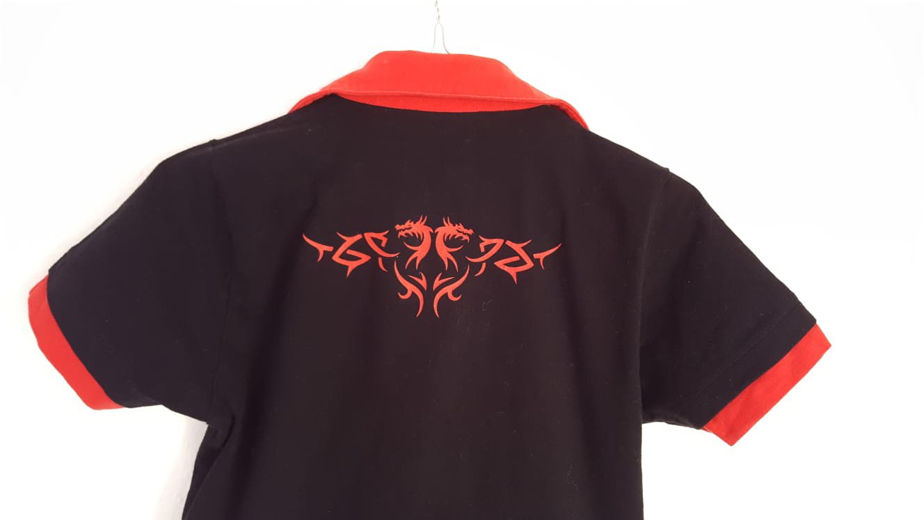 super cooles Asia Drachen Tribal 2in1 Shirt mit Kragen