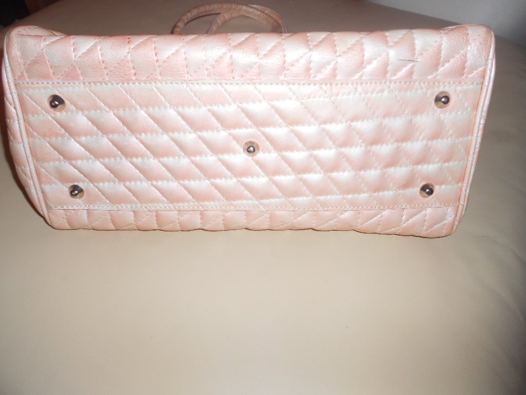 italienische Lederhandtasche rosa- weiß marmoriert