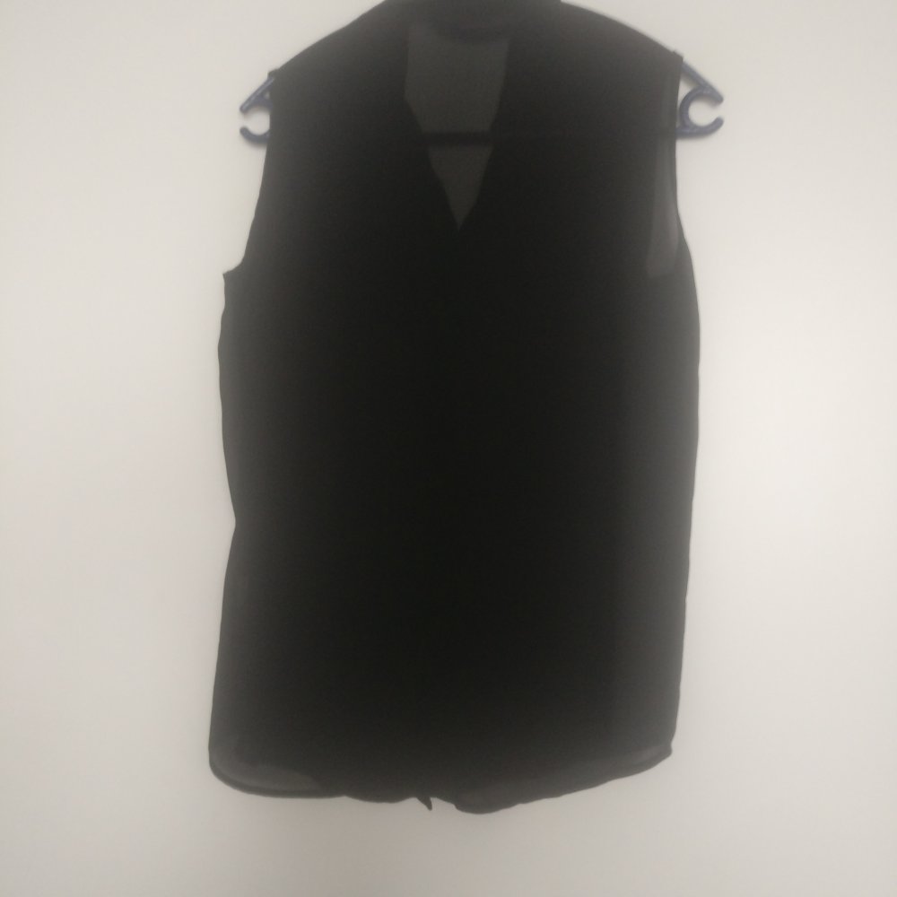 Damen Bluse schwarz transparent Gr. 34 ärmellos