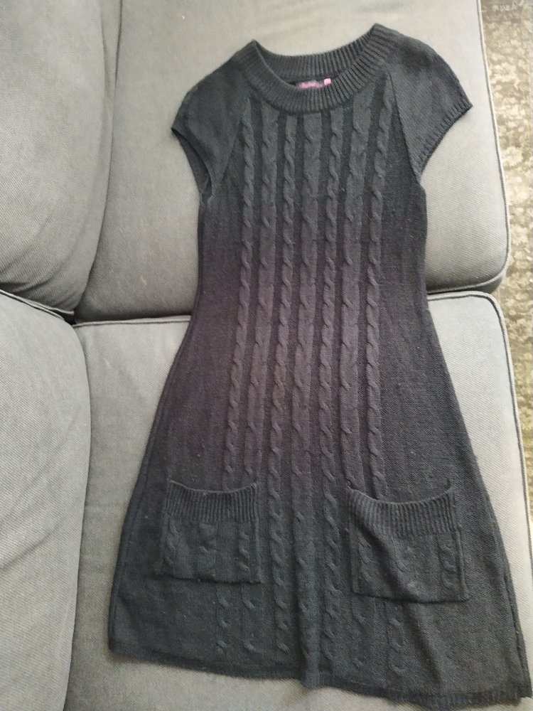 Strickkleid schwarz Zopfmuster Gr. 36