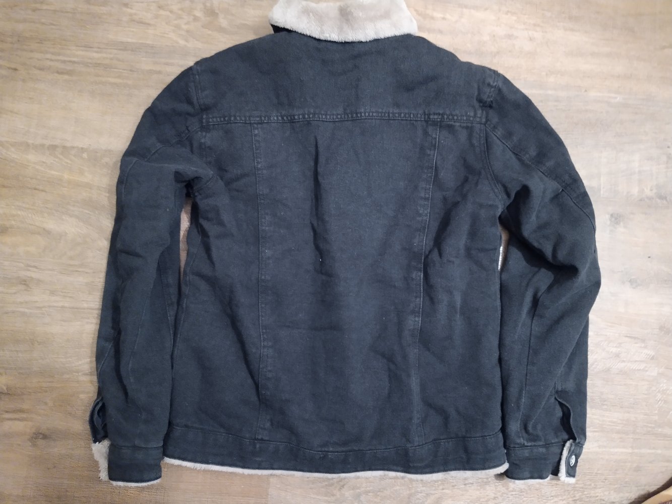 Fleece Jeansjacke gefüttert warm Winter Gr. L schwarz NEU