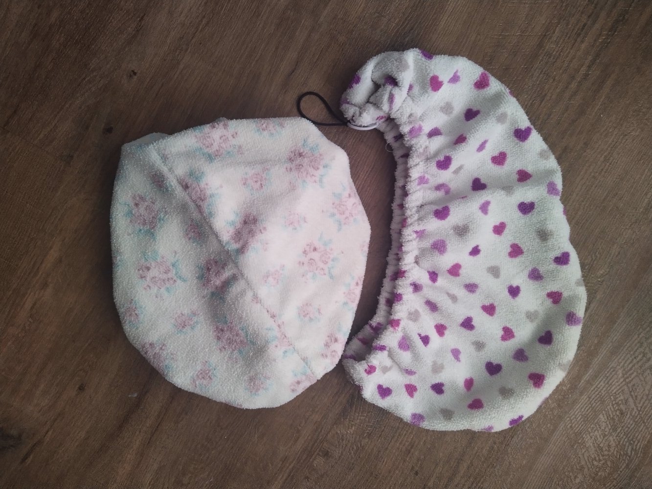 2 Kopfhandtücher, Duschhauben aus Fleece