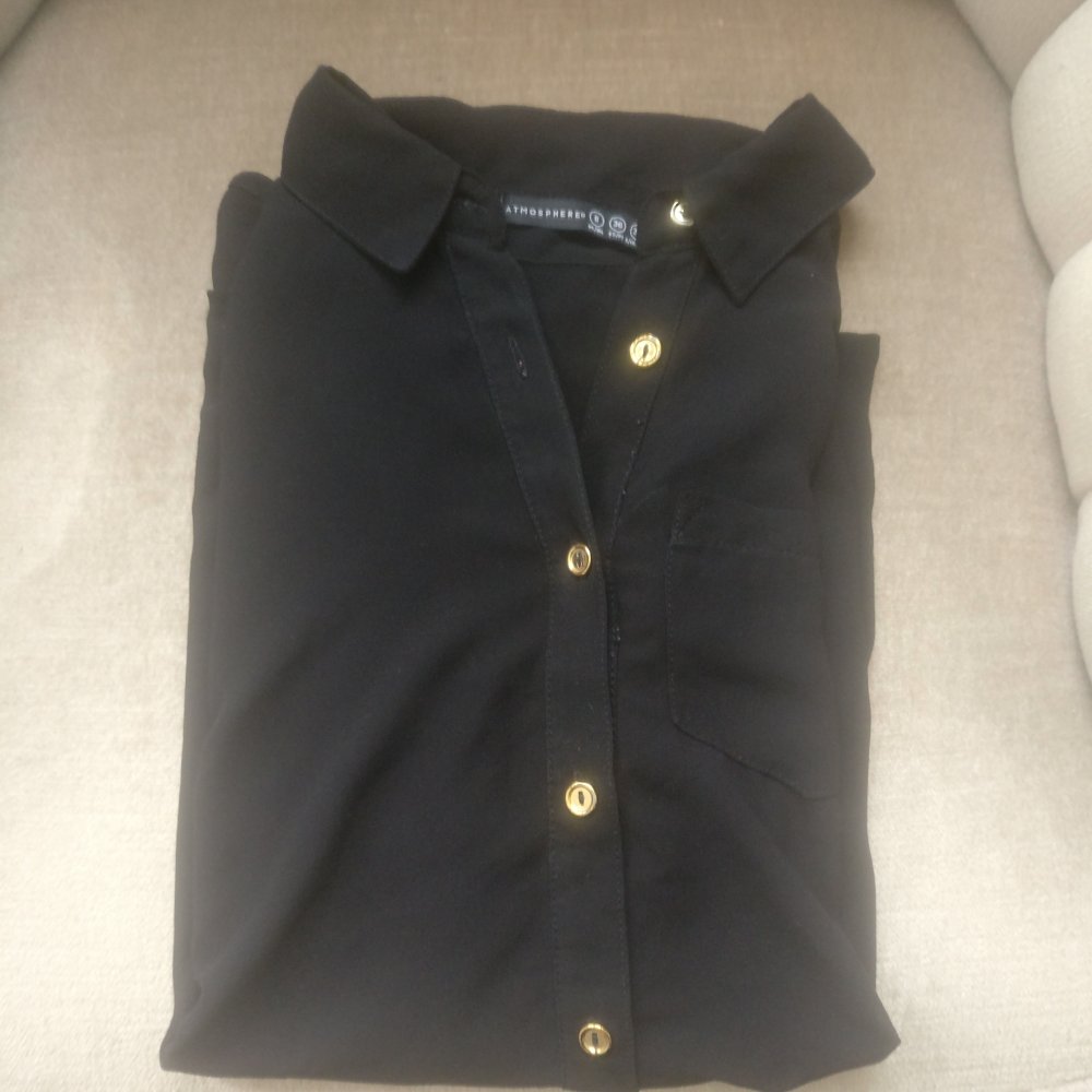 Damen Bluse schwarz transparent Gr. 34 ärmellos