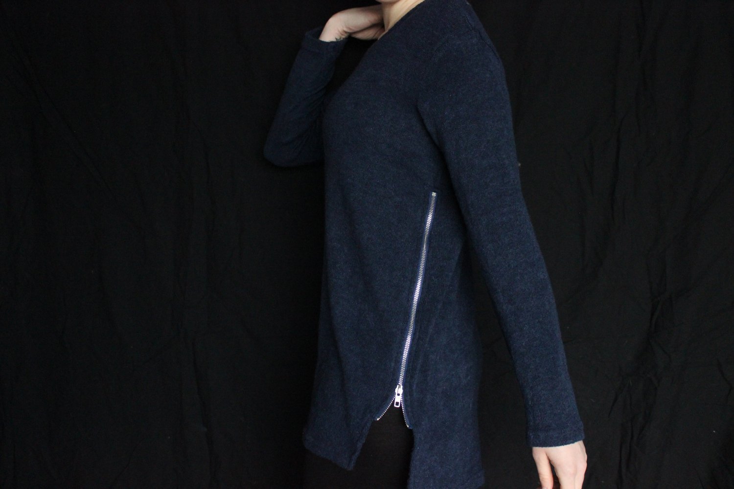 Pullover mit Reißverschluss seitlich langärmlig