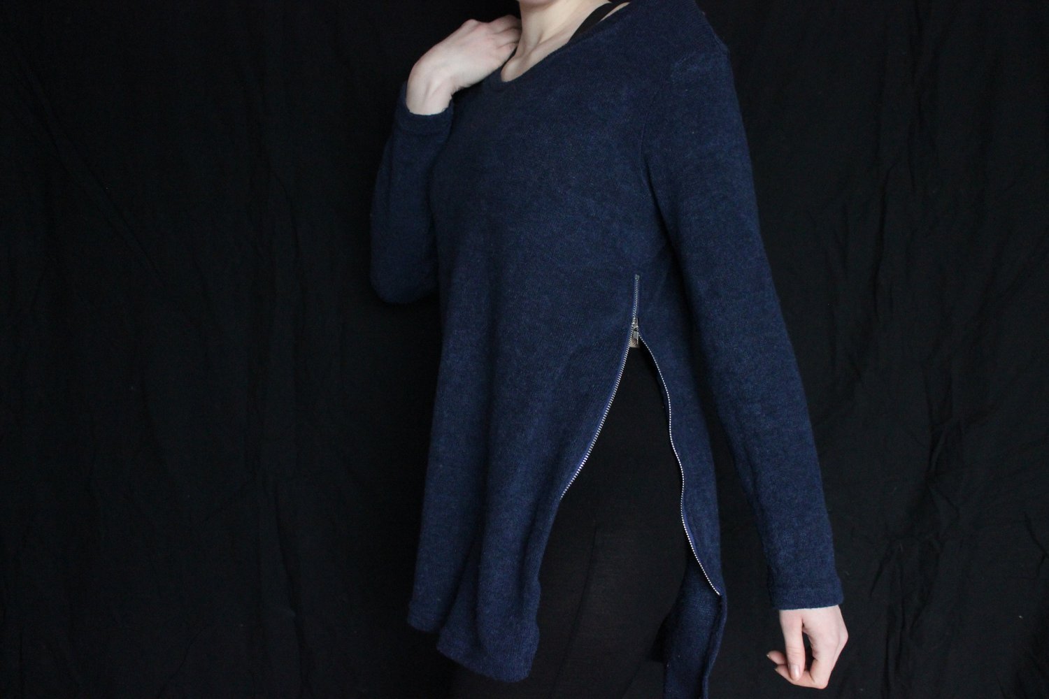 Pullover mit Reißverschluss seitlich langärmlig