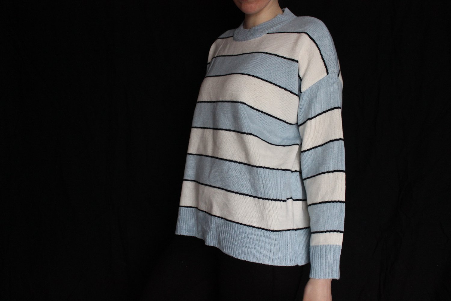 Pullover Streifen gestreift blau hellblau weiß