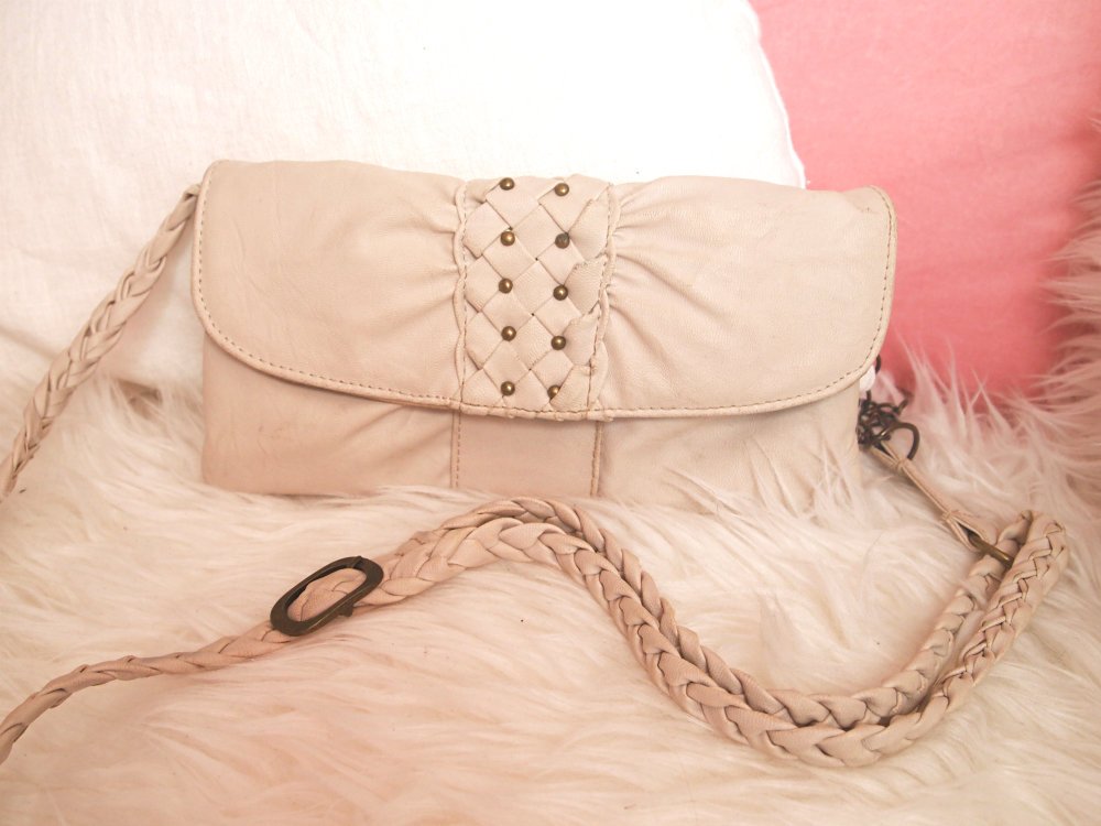 Schultertasche Beige