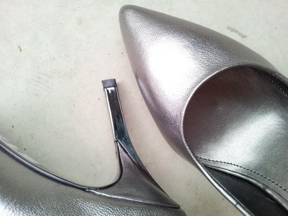 5th Avenue Pumps in 38, Silber Metallic Chrom-Look, Echtleder, NEU