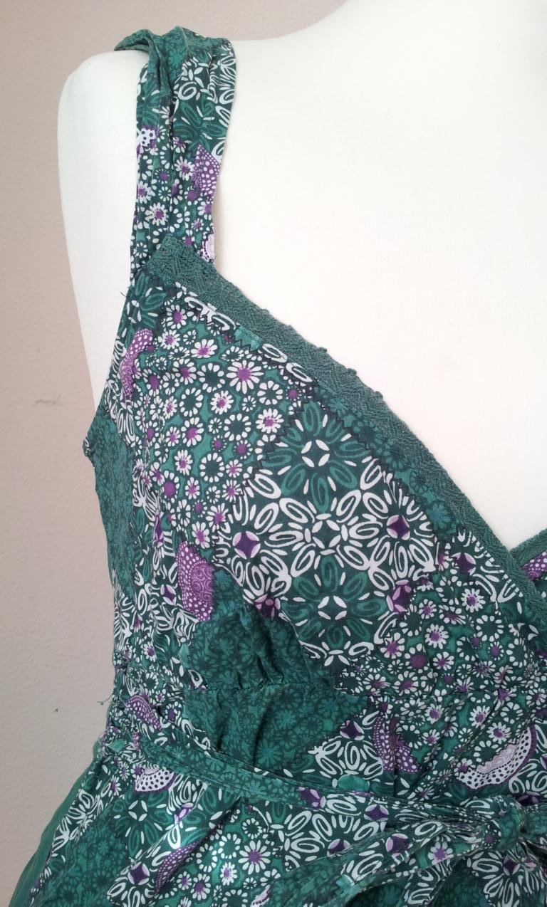 Esprit Top in S (36/38), Grün / Weiß, Ethno-Muster & variable Träger