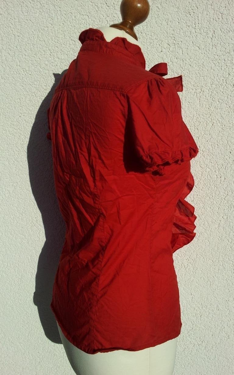 Esprit Kurzarm-Bluse in S 36, Rot, Volants Schluppe Biesen, neu