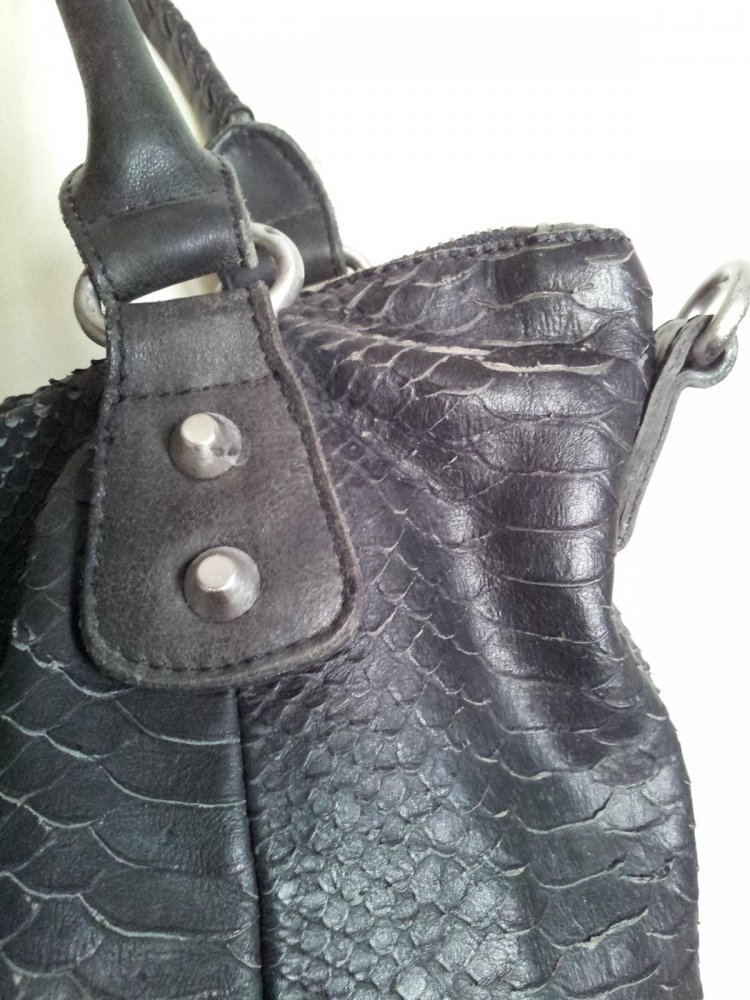 Liebeskind Tasche Shopper Greta Snake in Schwarz, Echtleder, Reptilprägung