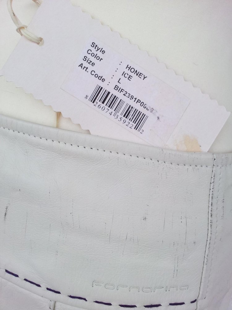 Fornarina Mini-Rock in M 38, Creme Weiß used, Falten Leder, NEU