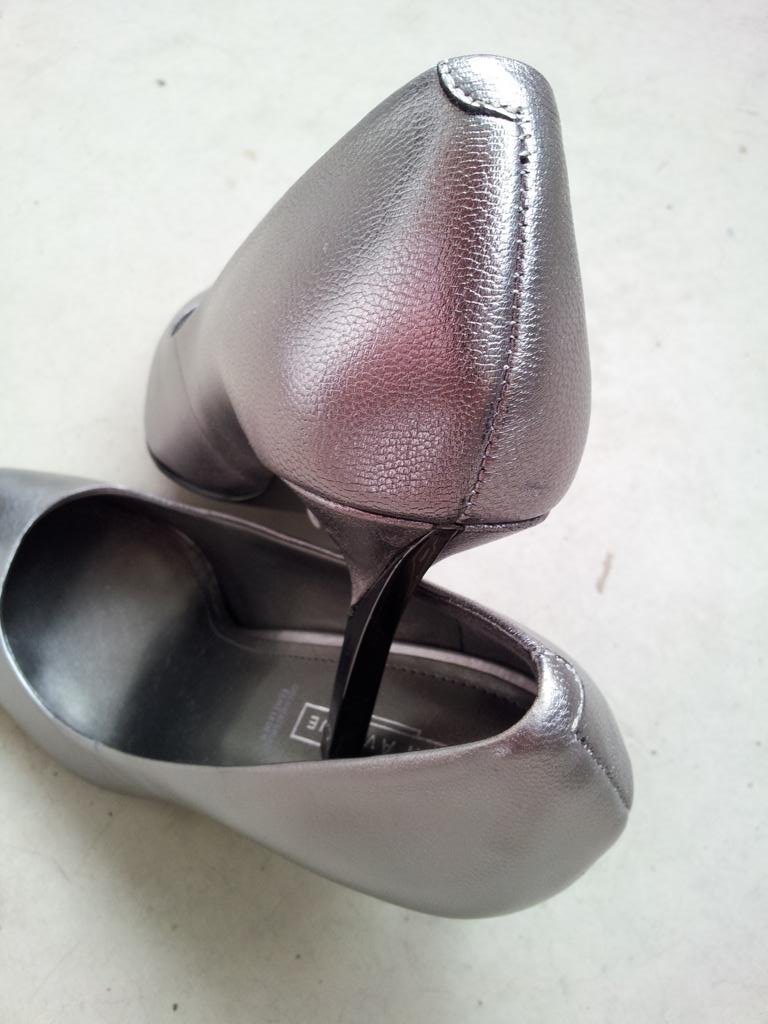 5th Avenue Pumps in 38, Silber Metallic Chrom-Look, Echtleder, NEU