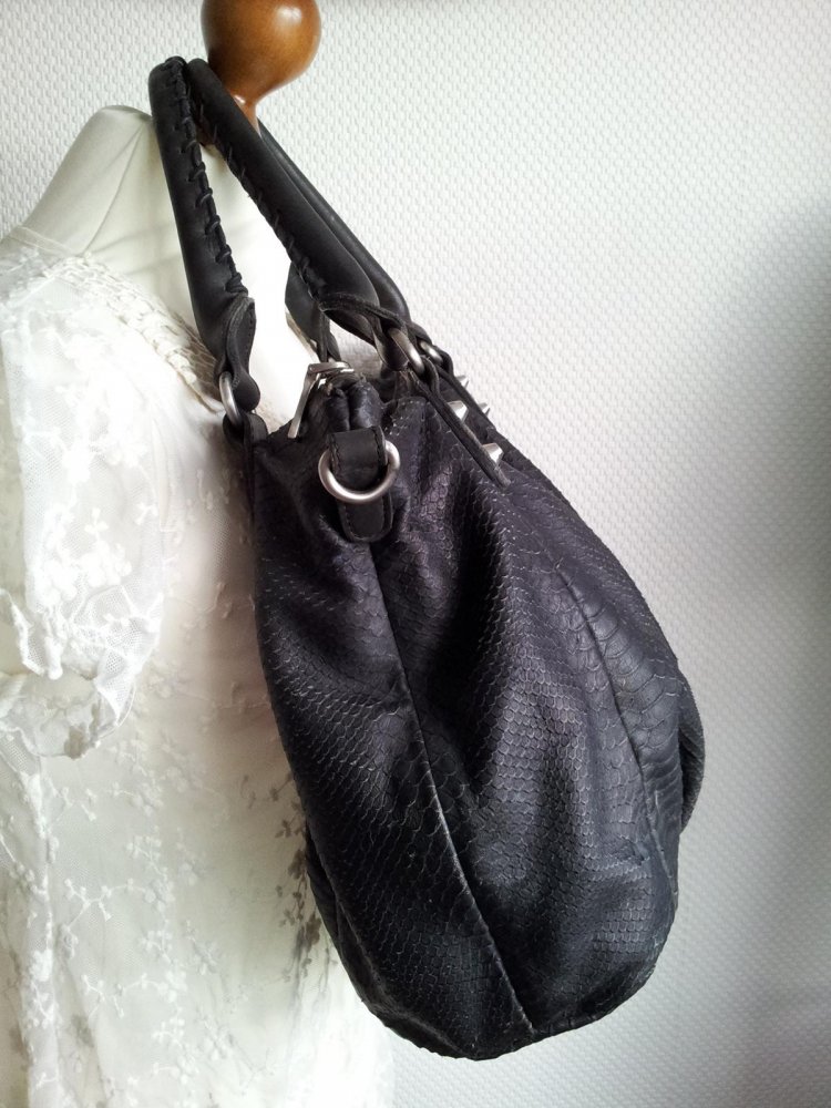 Liebeskind Tasche Shopper Greta Snake in Schwarz, Echtleder, Reptilprägung