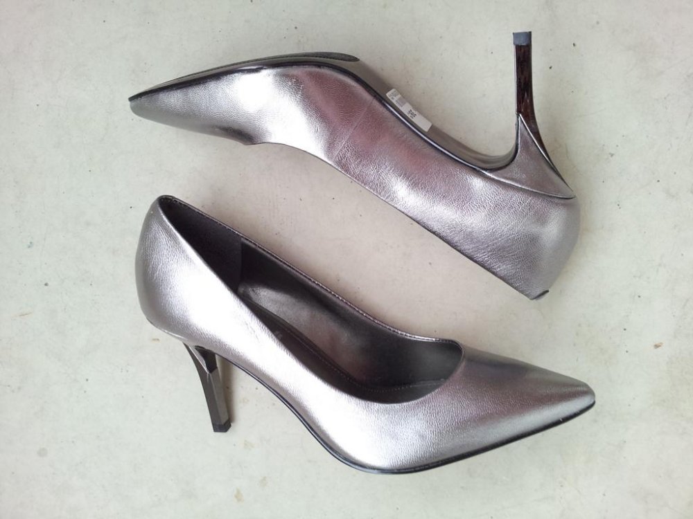5th Avenue Pumps in 38, Silber Metallic Chrom-Look, Echtleder, NEU
