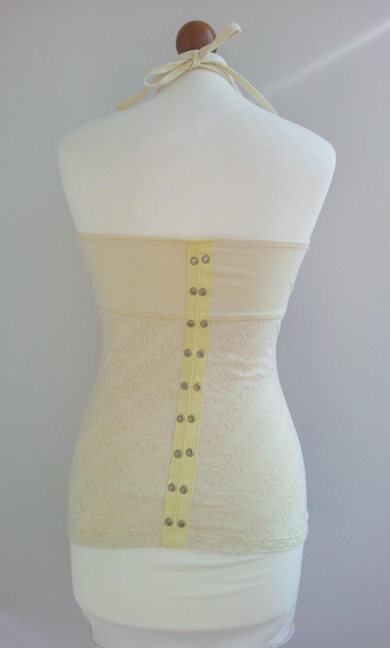 Pepe Jeans London Neckholder-Top in L (36), Hellgelb / Gold, neu
